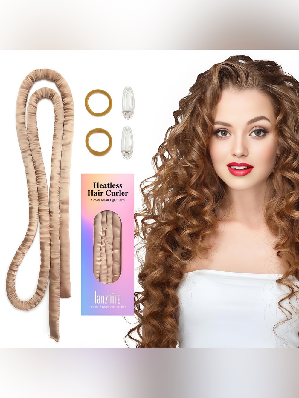 Heatless Hair Curler - Champagne Satin